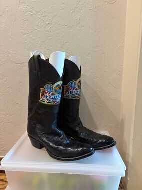 Justin Black full quill ostrich Cowboy Boots Centennial Fort Worth Stock Show